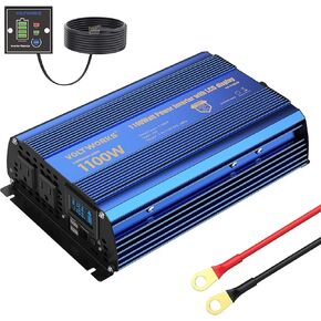 1500W Pure Sine Wave Power Inverter DC 12v to AC 110V-120V with Remote Control LCD Display and 2x2.4A Dual USB Ports 3 AC Outlets for Home RV Truck by VOLTWORKS