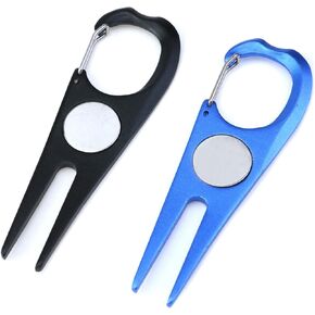 Mcredy Golf Divot Repair Tool, Metal Foldable Golf Divot Tool,Aluminum Alloy Foldable Golf Repair Tool,Black+Blue