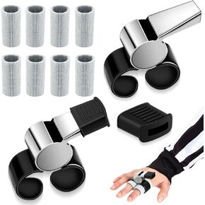 Dunzy Ice Hockey Finger Grip Whistle Sporting Finger Grip Referee Whistle Coach Whistle with Finger Sleeves Protectors Guard for Football Soccer Sports, 2.68 x 1.81 x 0.71 Inch (2 Pcs)
