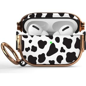 Maxjoy for Airpods Pro 2nd Generation/1st Generation Case with Lock, Protective Hard AirPod Pro 2 Case for Women Men with Keychain iPod Pro 2 Case for Airpods Pro (2023/2022/2019), Cow Print
