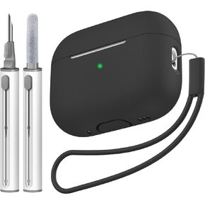 Compatible with Airpods Pro 2 Case, Soft Silicone Skin Cover Protective Cases with Cleaner kit and Lanyard Compatible for AirPod Pro 2nd Generation, Front LED Visible-Pine Green