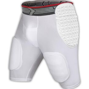 Exxact Sports Rebel 5-Pad Adult Football Girdle for Men with Integrated Hip, Thighs, Tailbone Pads, Padded Compression Shorts, Mens Girdle Football with Cup Pocket, Protective Football Pads