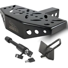 Hitch Step with 2" Hitch Receiver Rear Bumper Guard Protector for Car Truck Vehicles Packing with Hitch Lock & U-Bolts Stabilize
