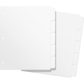 3 Ring Binder Dividers with 5-Tabs for Letter Size, 1/5 Cut, 3-Hole Punched, Write & Erase Plastic Binder Dividers Extra Durable Section Index Dividers for Binders, Pack of 2 Sets, 10 Dividers Total