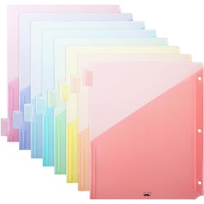 Mr. Pen- Binder Dividers with Pockets and Tabs, 8-Tab, Pastel Colors, Dividers for 3 Ring Binder with Pockets, Pocket Dividers for 3 Ring Binder with Tabs, Binder Dividers with Tabs and Pockets