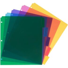 فواصل بلاستيكية بمؤشر 5 علامات تبويب من JAM PAPER - 9 3/4 × 11 1/2 - ألوان متعددة متنوعة - 5 فواصل/عبوة