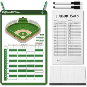Magnetic Baseball Dugout Board Set Magnetic Baseball Lineup Board with 100 Sheets Lineup Cards 80 Lineup Board Tabs 2 Snap Hooks 2 Dry Erase Markers for Softball Baseball Game