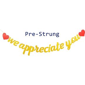 Vrogadso We Appreciate You Banner Pre-Strung NO DIY Rose Gold Glittery Doctor Nurse Teacher Pastor Staff Employee Appreciation Banner Decorations for Office Party