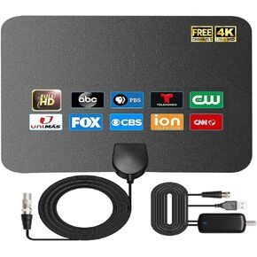 4K Amplified HD Digital Antenna 1000 Miles Range RUPA Indoor Antenna Support 4K 1080p Fire tv Stick All Older TV's Smart Amplifier Signal Booster with Coax Cable 17ft