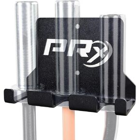 PRx Performance Three Barbell Storage Wall Mounted Hanging 3 Bar Holder USA Made American Black Powder Coated Space Saving Commercial or Home Gym Workout Fitness Equipment Garage Accessory Rack