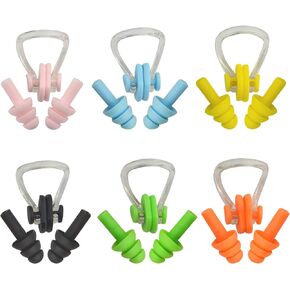 6Sets Silicone Nose Plugs Swimming Nose Clips Earplugs Ear and Nose Protector Suitable for Kids and Adults