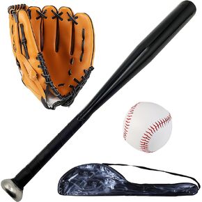 Softball Baseball Bat Set with Glove and Balls - 25 Inch/63cm Aluminum Bat for Pickup Games and Batting Practice