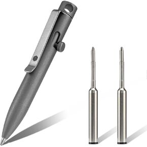 KeyUnity KP05SW Bolt Action EDC Pen with Clip, Titanium Pocket Ballpoint Pen for Everyday Carry (Stonewashed)