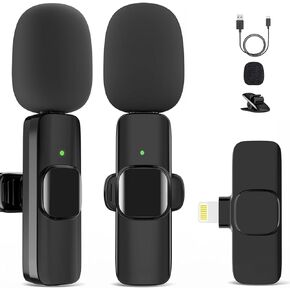 Wireless Lavalier Microphone for iPhone, iPad, Professional Lapel Microphone, Cordless Recording Mic Plug-Play Lapel Clip-On Mini Wireless Microphone with Noise Reduction for Interview/Tiktok