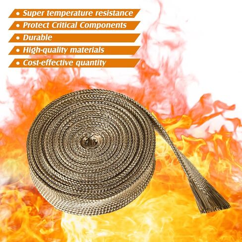 2 Pcs Spark Plug Wire Fuel Line Heat Shield 10ft x 1"ID 1112 Degrees Fahrenheit with 40 Pcs Cable Ties for Car Wire Loom Brake Cable in Saudi Arabia