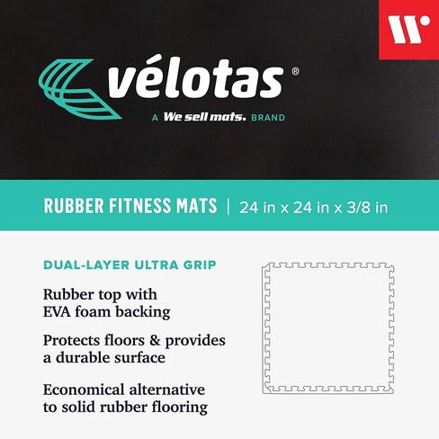 بلاط إسفنجي متشابك بسمك 3/8 بوصة مع سطح مطاطي - بساط اللياقة البدنية الشخصي، بلاط أرضيات من إسفنج EVA، لتمارين الصالة الرياضية المنزلية، 24 بوصة × 24 بوصة in Kuwait