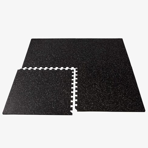 بلاط إسفنجي متشابك بسمك 3/8 بوصة مع سطح مطاطي - بساط اللياقة البدنية الشخصي، بلاط أرضيات من إسفنج EVA، لتمارين الصالة الرياضية المنزلية، 24 بوصة × 24 بوصة in Kuwait
