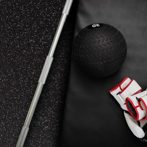 بلاط إسفنجي متشابك بسمك 3/8 بوصة مع سطح مطاطي - بساط اللياقة البدنية الشخصي، بلاط أرضيات من إسفنج EVA، لتمارين الصالة الرياضية المنزلية، 24 بوصة × 24 بوصة in Kuwait