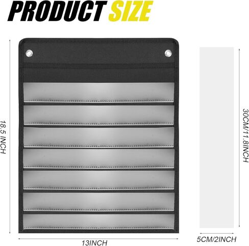 2 Pack Pocket Chart by Essex Wares, Pocket Chart for Classroom Lessons with 20 White Blank Cards, (13inch W x 19inch L)-Black in Kuwait