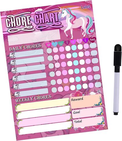 Lulet Magical Chore Chart for Kids, Chore Chart for Kids Sticks to Any Surface, Kids Chore Chart for Kids, Astronaut Chore Chart, Blue Chore Chart, Boy Chore Chart, Reward Chart for Kid,Marker in Saudi Arabia