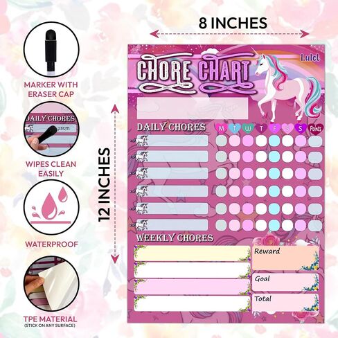 Lulet Magical Chore Chart for Kids, Chore Chart for Kids Sticks to Any Surface, Kids Chore Chart for Kids, Astronaut Chore Chart, Blue Chore Chart, Boy Chore Chart, Reward Chart for Kid,Marker in Saudi Arabia