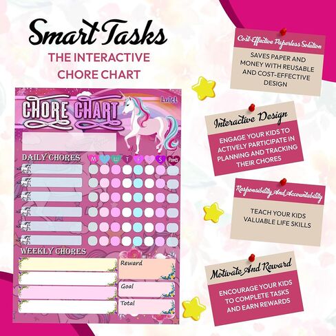 Lulet Magical Chore Chart for Kids, Chore Chart for Kids Sticks to Any Surface, Kids Chore Chart for Kids, Astronaut Chore Chart, Blue Chore Chart, Boy Chore Chart, Reward Chart for Kid,Marker in Saudi Arabia