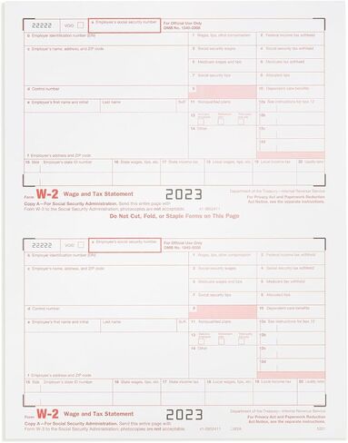 Blue Summit Supplies 50 W2 Forms, Copy A Only, 2023 Tax Forms for Reporting Employee Wages, Designed for QuickBooks and Accounting Software, 50 Forms (25 Sheets, 2 Forms Per Sheet) in Saudi Arabia