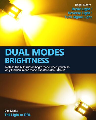 يوركيم 3157 لمبة LED العنبر تأتي مع مقاومات تحميل لحل مشكلة الفلاش المفرط أو رمز الخطأ، 3156 لمبة ليد العنبر 3457 4157 استبدال لمبة LED لأضواء وميض إشارة الانعطاف، حزمة من 2 in Kuwait