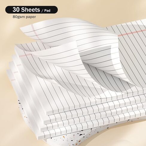 Small Notepad 5 x 8 Legal Pads 5 x 8 inches 30 Sheets per Pad, 6 Packs of Bright White Paper Note Pads, College Ruled Writing Pads with Hard Backboard - 20lb Paper in Saudi Arabia
