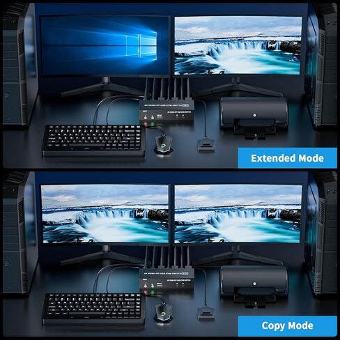 USB HDMI Displayport KVM Switch 2 شاشات 2 جهاز كمبيوتر، 4K @ 30 هرتز USB DP 1.4 KVM Switch مع صوت صغير، شاشة مزدوجة تدعم وضع ممتد/مرآة، 2 منفذ لمشاركة جهازي كمبيوتر مجموعة واحدة من طابعة لوحة المفاتيح والماوس in Saudi Arabia