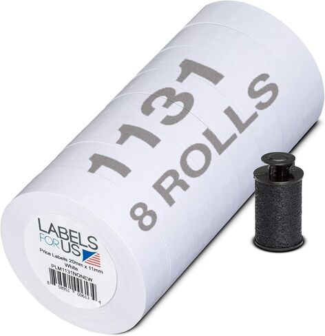 ملصقات لـ Monarch 1131 Labeler - تخفيضات - أحمر - 20,000 ملصق - عبوة تحتوي على 8 بكرات - بكرة حبر متضمنة - تم تصنيعها وتسليمها بواسطة Labels for Us in Saudi Arabia