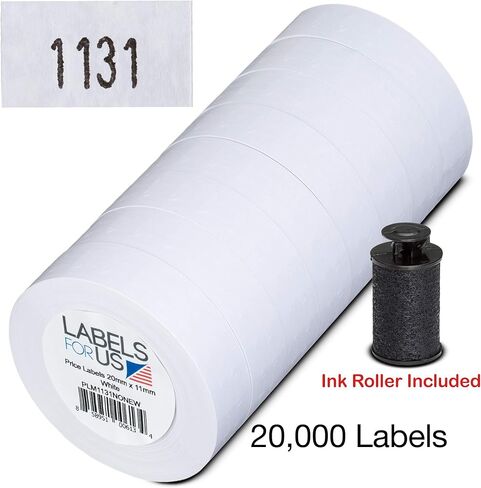 ملصقات لـ Monarch 1131 Labeler - تخفيضات - أحمر - 20,000 ملصق - عبوة تحتوي على 8 بكرات - بكرة حبر متضمنة - تم تصنيعها وتسليمها بواسطة Labels for Us in Saudi Arabia