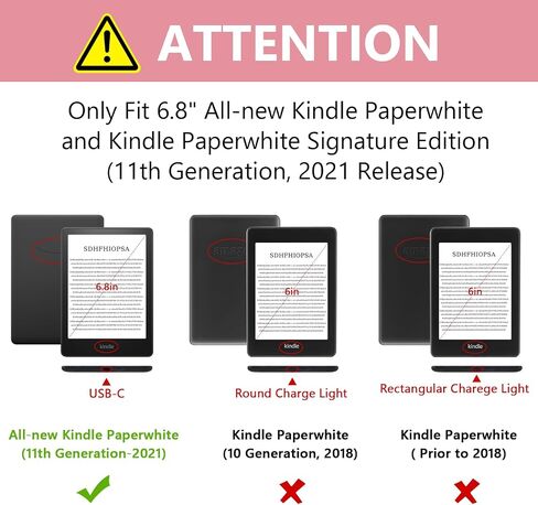 حافظة COO لجهاز Kindle Paperwhite مقاس 6.8 بوصات (الجيل الحادي عشر - 2021) والإصدار المميز، حافظة Kindle Paperwhite الفاخرة مقاس 6.8 بوصات مع تنبيه/غفو تلقائي، وحزام يد، وفتحة للبطاقات وحامل قابل للطي، وردي in Kuwait