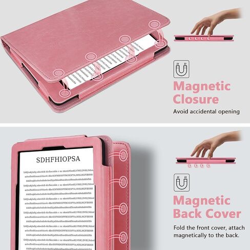حافظة COO لجهاز Kindle Paperwhite مقاس 6.8 بوصات (الجيل الحادي عشر - 2021) والإصدار المميز، حافظة Kindle Paperwhite الفاخرة مقاس 6.8 بوصات مع تنبيه/غفو تلقائي، وحزام يد، وفتحة للبطاقات وحامل قابل للطي، وردي in Kuwait