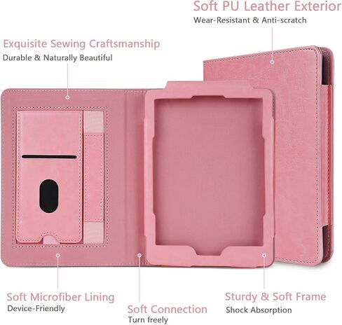 حافظة COO لجهاز Kindle Paperwhite مقاس 6.8 بوصات (الجيل الحادي عشر - 2021) والإصدار المميز، حافظة Kindle Paperwhite الفاخرة مقاس 6.8 بوصات مع تنبيه/غفو تلقائي، وحزام يد، وفتحة للبطاقات وحامل قابل للطي، وردي in Kuwait