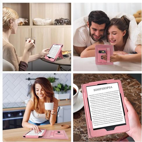 حافظة COO لجهاز Kindle Paperwhite مقاس 6.8 بوصات (الجيل الحادي عشر - 2021) والإصدار المميز، حافظة Kindle Paperwhite الفاخرة مقاس 6.8 بوصات مع تنبيه/غفو تلقائي، وحزام يد، وفتحة للبطاقات وحامل قابل للطي، وردي in Kuwait