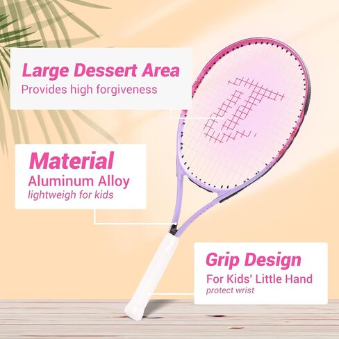 LITIAN Pink Tennis Racket for Kids 2-10 Years Old - Lightweight and Durable 17"19"21"23"25" Kids Tennis Rackets for Toddler Junior Youth Beginners… in Saudi Arabia