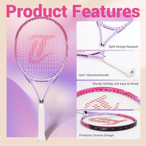 LITIAN Pink Tennis Racket for Kids 2-10 Years Old - Lightweight and Durable 17"19"21"23"25" Kids Tennis Rackets for Toddler Junior Youth Beginners… in Saudi Arabia
