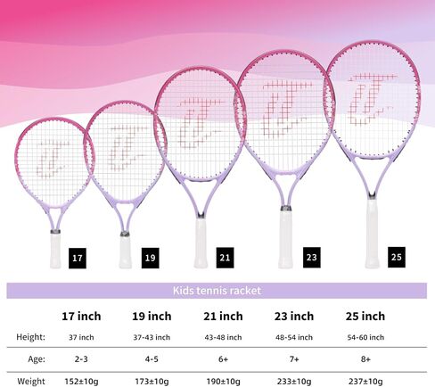 LITIAN Pink Tennis Racket for Kids 2-10 Years Old - Lightweight and Durable 17"19"21"23"25" Kids Tennis Rackets for Toddler Junior Youth Beginners… in Saudi Arabia