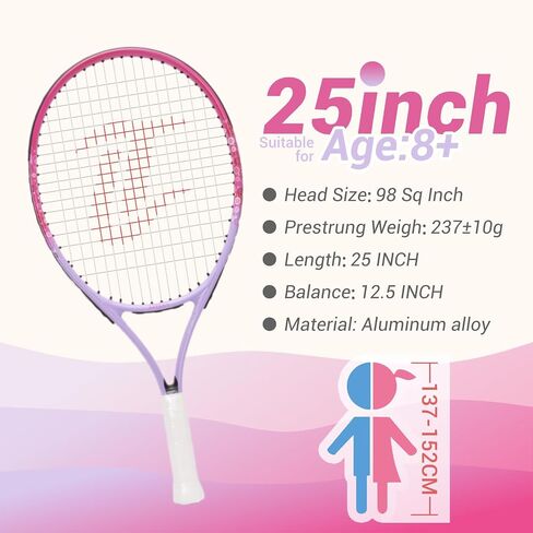 LITIAN Pink Tennis Racket for Kids 2-10 Years Old - Lightweight and Durable 17"19"21"23"25" Kids Tennis Rackets for Toddler Junior Youth Beginners… in Saudi Arabia