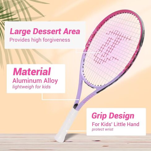 LITIAN Pink Tennis Racket for Kids 2-10 Years Old - Lightweight and Durable 17"19"21"23"25" Kids Tennis Rackets for Toddler Junior Youth Beginners… in Saudi Arabia