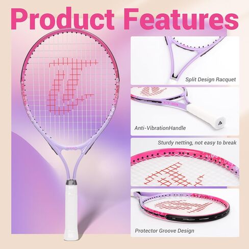 LITIAN Pink Tennis Racket for Kids 2-10 Years Old - Lightweight and Durable 17"19"21"23"25" Kids Tennis Rackets for Toddler Junior Youth Beginners… in Saudi Arabia