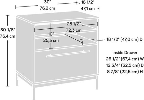 Sauder Vista Key Lateral File Ped, L: 30.00" x H: 18.54" x W: 30.08", Pearl White in Saudi Arabia