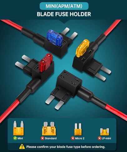 ELECTOP 20 Pack 12V Car Add-a-Circuit Fuse Tap Mini Fuse Adapter Kit, Mini Fuse Taps Automotive ATM APM Fuse Holder Connector with 5A/10A/15A Blade Fuses and Cable Ties for Cars Trucks Boats in Saudi Arabia