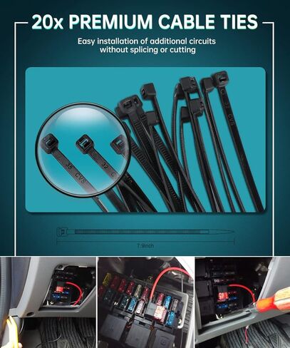 ELECTOP 20 Pack 12V Car Add-a-Circuit Fuse Tap Mini Fuse Adapter Kit, Mini Fuse Taps Automotive ATM APM Fuse Holder Connector with 5A/10A/15A Blade Fuses and Cable Ties for Cars Trucks Boats in Saudi Arabia