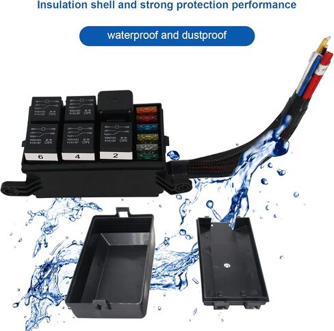 صندوق مصهر ومرحل 12 فولت مع 5 قطع 5 دبابيس JD1914 40A مرحل و1 قطعة 4 دبابيس مرحل 6 ATC/ATO بليد فيوز، صندوق مرحل عالمي مقاوم للماء للسيارات والشاحنات والقوارب البحرية in Kuwait