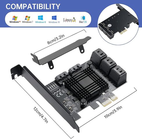 بطاقة PCIE إلى SATA 3.0 2X ذات 10 منافذ، وبطاقة توسيع PCIE إلى SATA III بسرعة 6 جيجابت في الثانية، ورقائق ASM1166+JMB575 in Kuwait