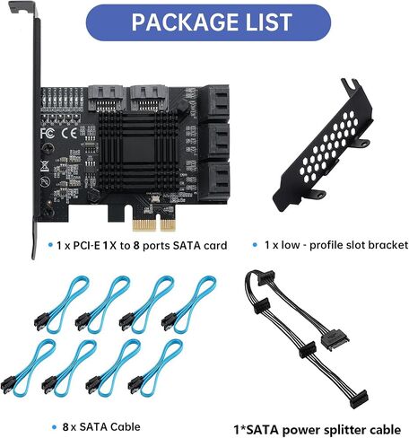 بطاقة PCIE إلى SATA 3.0 2X ذات 10 منافذ، وبطاقة توسيع PCIE إلى SATA III بسرعة 6 جيجابت في الثانية، ورقائق ASM1166+JMB575 in Kuwait
