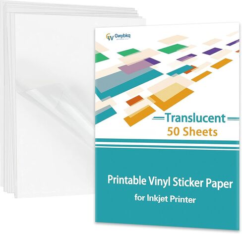 Gwybkq Printable Vinyl Sticker Paper for Inkjet Printer,17 Sheets Premium Translucent Waterproof Blank Custom Label, Tear & Scratch Resistant Dries Quickly Vivid Colors in Saudi Arabia
