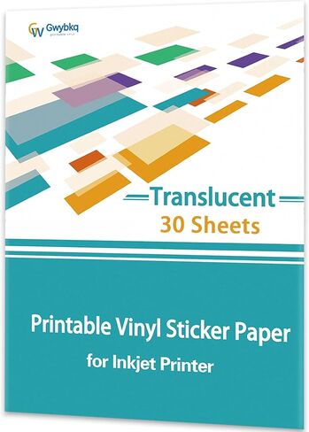Gwybkq Printable Vinyl Sticker Paper for Inkjet Printer,17 Sheets Premium Translucent Waterproof Blank Custom Label, Tear & Scratch Resistant Dries Quickly Vivid Colors in Saudi Arabia